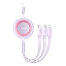 Baseus Bright Mirror 2 3-in-1 USB kabelis skirtas micro USB - USB-C - Lightning 3.5A 1.1m – Violetinė
