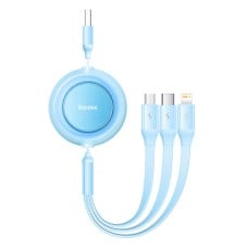 Baseus Bright Mirror 2 USB 3-in-1 kabelis skirtas micro USB - USB-C - Lightning 3.5A 1.1m – mėlynas