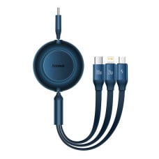 Baseus Bright Mirror 4 USB-C 3-in-1 kabelis skirtas mikcro USB - USB-C - Lightning 100W 3.5A 1.1m – Mėlynas