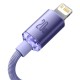 Baseus Crystal Shine USB-C – Lightning laidas 20W PD 1.2m – Violetinis
