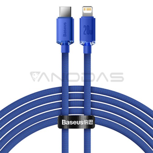 Baseus Crystal kabelis USB-C - Lightning 20W PD 2m - Mėlynas 