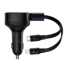 Baseus Enjoyment car charger with cable USB-C + Lightning 3A 30W - black