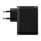 Baseus GaN USB-C + USB sieninis įkroviklis 100W + 1m kabelis - Juodas
