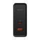 Baseus GaN USB-C + USB sieninis įkroviklis 100W + 1m kabelis - Juodas