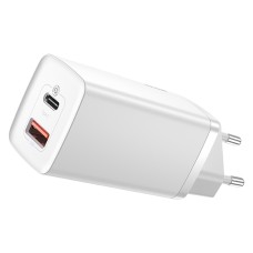 Baseus GaN2 Lite greitas kelioninis įkroviklis USB + C 65W EU - Baltas