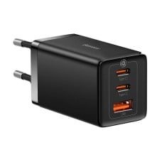 Baseus GaN5 Pro sieninis įkroviklis 2xUSB-C + USB 65W Juodas