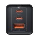 Baseus GaN5 Pro sieninis įkroviklis 2xUSB-C + USB 65W Juodas