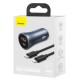 Baseus Golden Contactor Pro automobilinis įkroviklis USB + USB-C QC4.0 + PD SCP, 40W + USB-C kabelis skirtas iP 1m