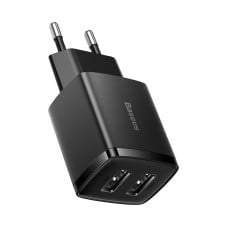 Baseus kompaktiškas greitas įkroviklis 2x USB 10.5W - Juodas