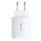 Baseus compact quick charger 2xUSB USB-C PD 3A 30W white