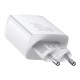 Baseus compact quick charger 2xUSB USB-C PD 3A 30W white