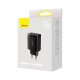 Baseus Compact Quick Charger, 3x USB, 17W - Black