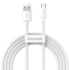 Baseus Simple Wisdom Data kabelių rinkinys USB Micro 2.1a (2vnt) 1.5m - Baltas