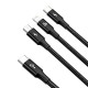 Baseus Rapid serijos 3-in-1 kabelis USB-C skirtas M + L + T 20W 1.5 m juodas