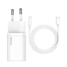 Baseus Super Si Quick Charger 1C 20W with USB-C- Lightning cable 1m white