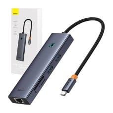 Baseus UltraJoy 7 prievadų šakotuvas 7w1 (USB-C į 1xHDMI4K@30Hz + 2xUSB 3.0 + 1xPD +RJ45 + SD/TF3.0)