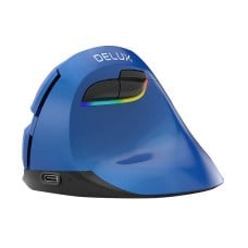 Belaidė vertikali pelė Delux M618Mini BT4.0 + 2.4Ghz 4000DPI RGB (mėlyna)