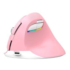 Belaidė vertikali pelė Delux M618Mini DB BT+2.4G 2400DPI (rožinė)