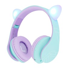 Wireless Headphones PowerLocus P2 for Kids Cat Ears (blue&purple)