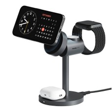 Belaidis įkroviklis MagFusion 3 viename Aukey LC-MC311, 15W Qi2 (pilka)