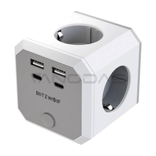 BlitzWolf BW-EC2 8 viename maitinimo kubas (4xAC / 2 x USB-A / 2 x USB-C)  BlitzWolf BW-EC2 8 viename maitinimo kubas (4xAC / 2 x USB-A / 2 x USB-C)