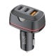 Budi automobilinis įkroviklis, USB + 2x USB-C, 60W, PD + QC (juodas)