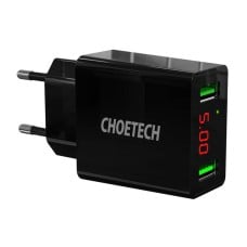 C0028 2*USB-A tinklo įkroviklis su ekranu (juodas)