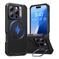 Cyber Tough (HaloLock) ESR dėklas su stovu iPhone 16 Pro (juodas)