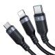 Cable USB Multi-Use Joyroom S-1T3018A18 3w1 / 3.5A / 0.3m  (black)