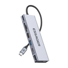 Docking Station, Essager, EHB08-QK0G-Z, HDMI, 2xUSB-A, SD kortelė, TF kortelė (pilka)