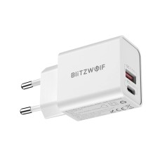 Sieninis įkroviklis Blitzwolf BW-S20 USB USB-C 20W - Baltas