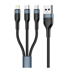 Foneng X51 3in1 USB į USB-C / Micro USB / Lightning kabelis, 3A, 1m (juodas)