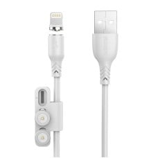 Foneng X62 Magnetic 3in1 USB į USB-C / Lightning / Micro USB kabelis, 2.4A, 1m (baltas)