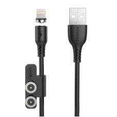 Foneng X62 Magnetic 3in1 USB į USB-C / Lightning / Micro USB kabelis, 2.4A, 1m (juodas)