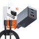 GaN Mcdodo CH-1543 tinklo įkroviklis, 2x USB-C, 1x USB, 67W + USB-C į USB-C 2 m laidas (juodas)