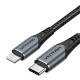 GaN Vention USB-C 20 W įkroviklis + USB-CL 1 m laidas (pilkas)