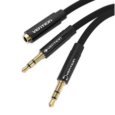 Vention audio kabelis AUX 3.5mm - 2x3.5mm 1m - Juodas