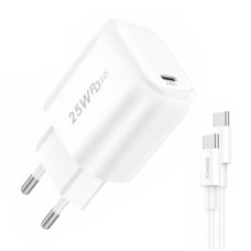 Fast charger Foneng 2x USB EU40 + USB C cable - White