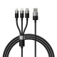 Fast charging USB - M+L+C Baseus StarSpeed 3.5A 0.6m - Black