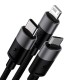 Fast charging USB - M+L+C Baseus StarSpeed 3.5A 0.6m - Black
