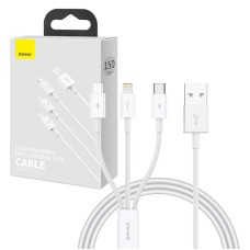 Greitas įkrovimas iš USB į M+L+C Baseus Superior Data 3.5A 1m (baltas)