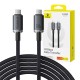 Greito įkrovimo kabelis Baseus Crystal Shine USB-C į USB-C 100W, 1.5m, 20Gb (juodas)
