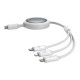 Fast Charging Cable 3in1 Baseus Free2Draw USB-C to USB-C/Lightning/Micro 100W, 1.1m (white)