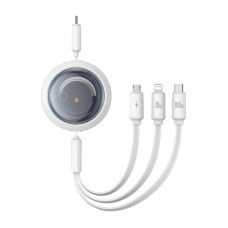Greito įkrovimo laidas 3in1 Baseus Free2Draw USB-C prie USB-C/Lightning/Micro 100W, 1.1m (baltas)