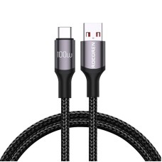 Greito įkrovimo laidas Rocoren USB-A į USB-C Retro Series 2m 100W (pilkas)
