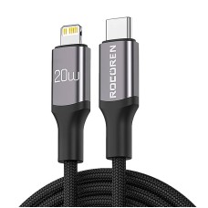 Greito įkrovimo laidas Rocoren USB-C su Lightning Retro Series 1m (pilkas)