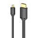HDMI-D kištukas į HDMI-A kištukas 4K HD kabelis 3 m ventiliacija AGIBI (juodas)