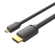 HDMI-D kištukas į HDMI-A kištukas 4K HD kabelis 3 m ventiliacija AGIBI (juodas)