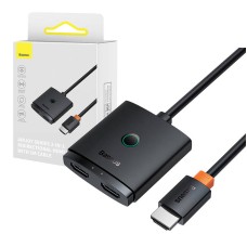 HDMI adapteris Baseus 2in1 su kabeliu 1m - Juodas