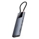 Hub 10in1 Baseus Metal Gleam II Series, USB-C iki 1xHDMI, USB-A (10Gbps), USC-C, 2xUSB-A, Ethernet RJ45, SD/TF kortelė, mini lizdas 3.5 mm, USB-C(PD)